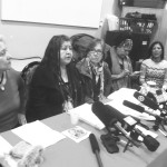 Memorial March Committee news conference, January 12, 2016. L-R: Mabel Nipshank, Fay Blaney, Myrna Cranmer, Carol Martin, Junanita Desjarlais